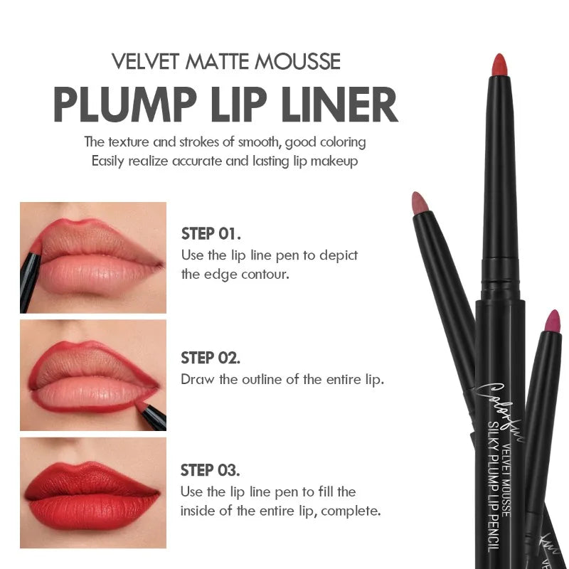 Lápis de Contorno Labial The Velluto – 12 Cores Matte à Prova d’Água