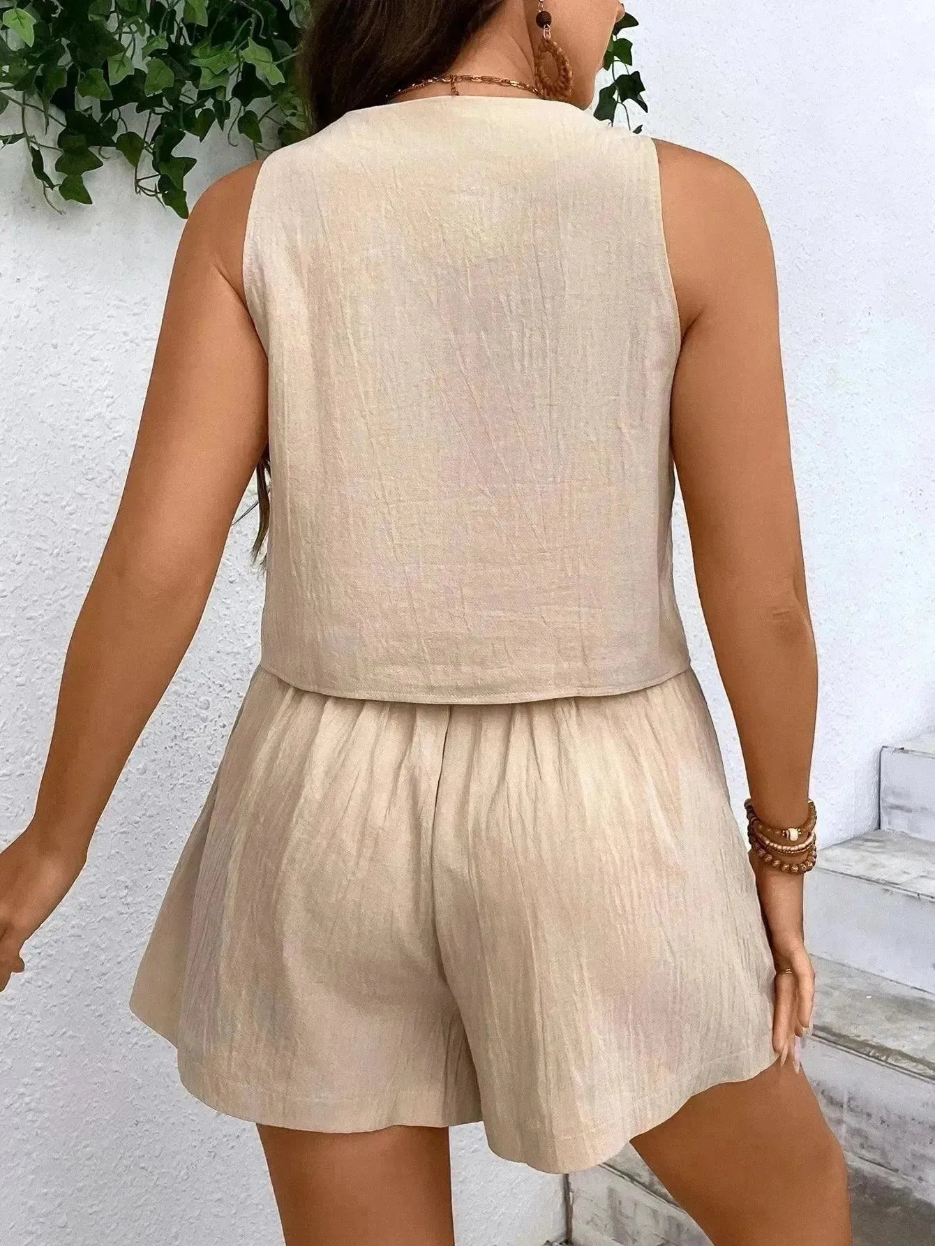 Conjunto feminino de short e jaleco Enne. Plus Size - Thevelluto