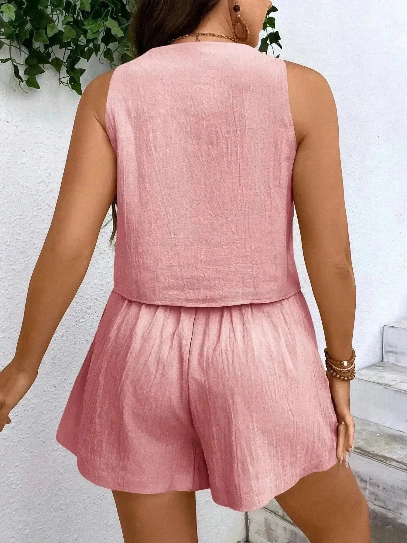 Conjunto feminino de short e jaleco Enne. Plus Size - Thevelluto