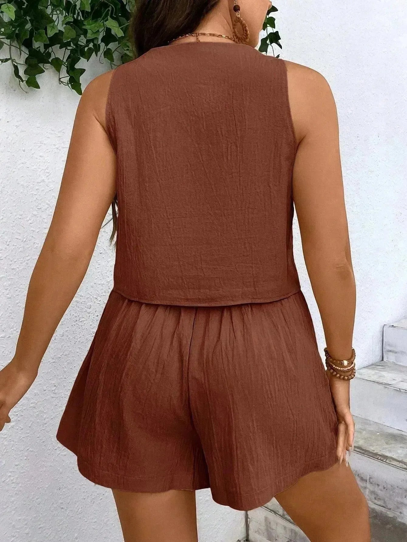 Conjunto feminino de short e jaleco Enne. Plus Size - Thevelluto